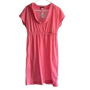 J.Crew Factory Pink Cowl Neck Cap Sleeve Dress Women's Size M Cotton